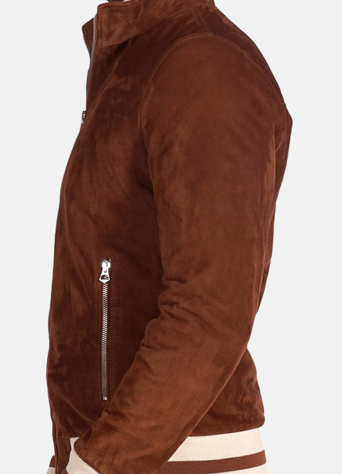 Mens Slimfit Brown Suede Leather Jacket