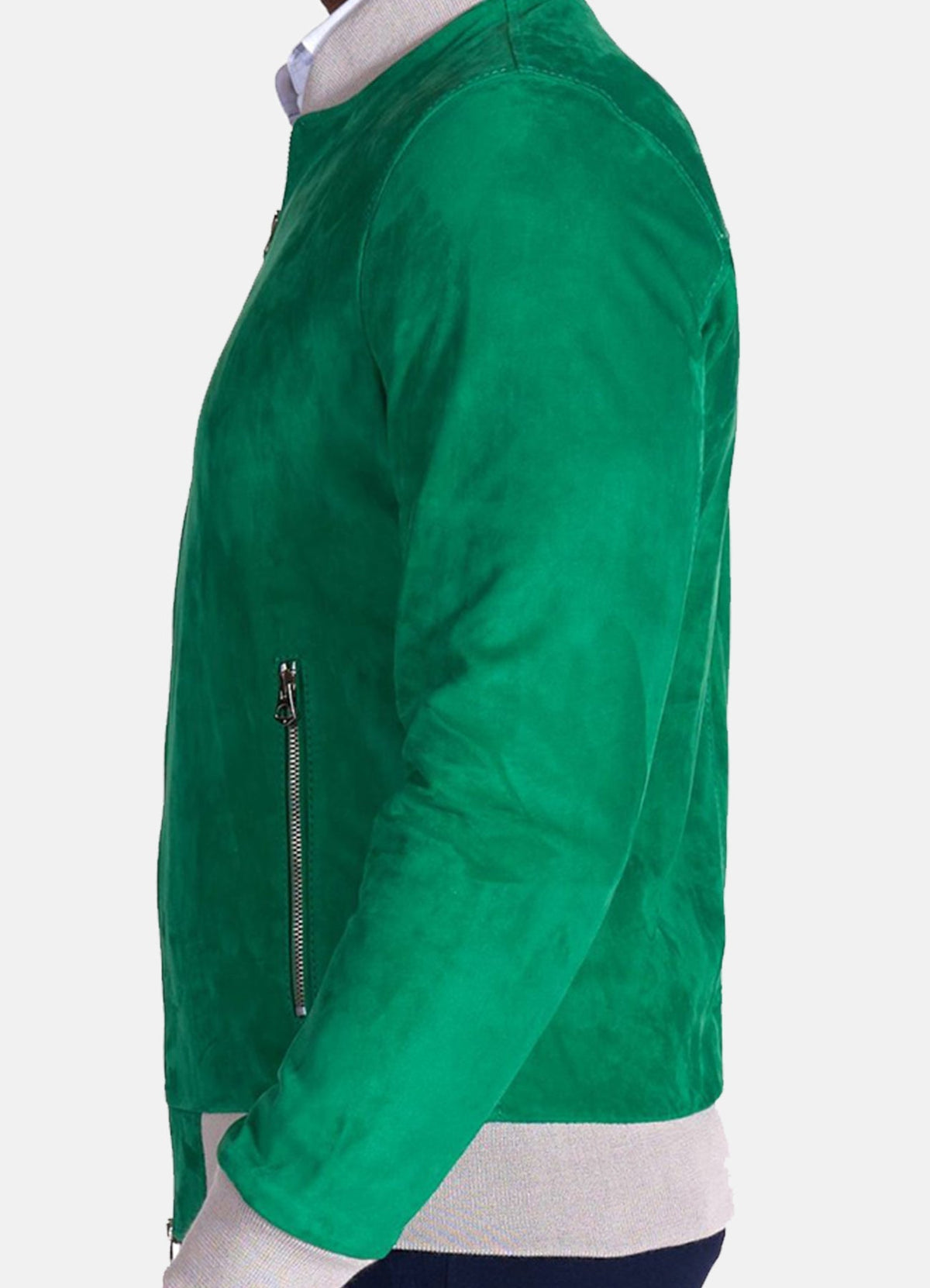 Mens Bright Green Suede Leather Jacket