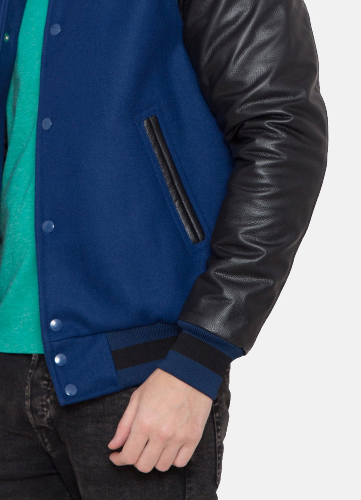 Mens Blue and Black Varsity Jacket