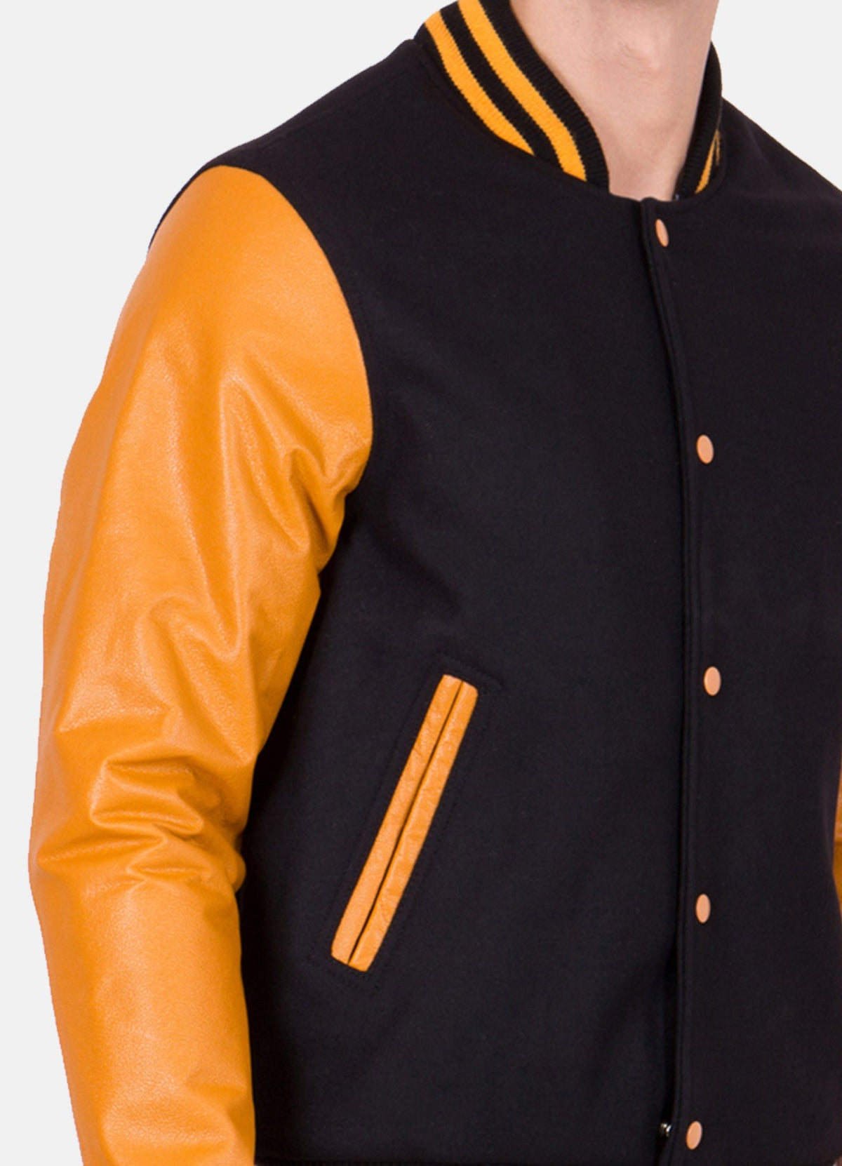 Mens Black and Yellow Varsity Jacket