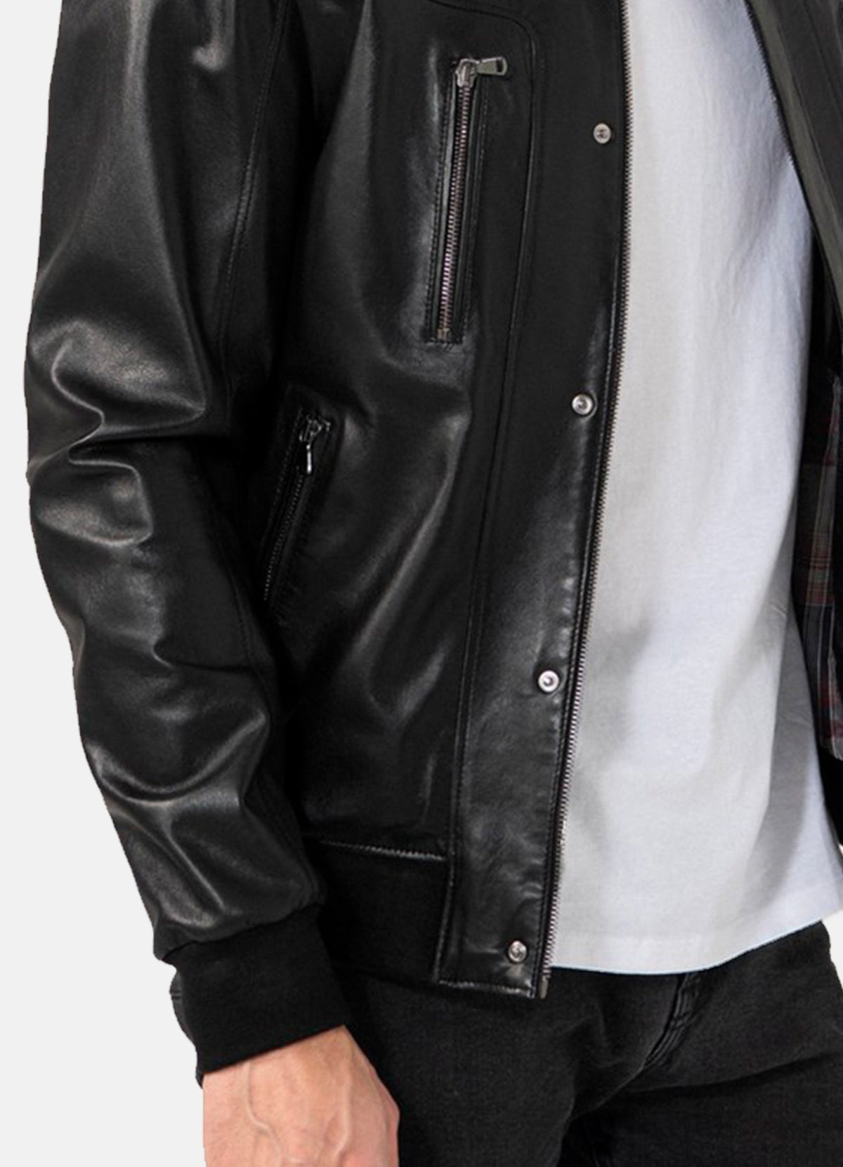 Mens Sports Black Lambskin Leather Jacket