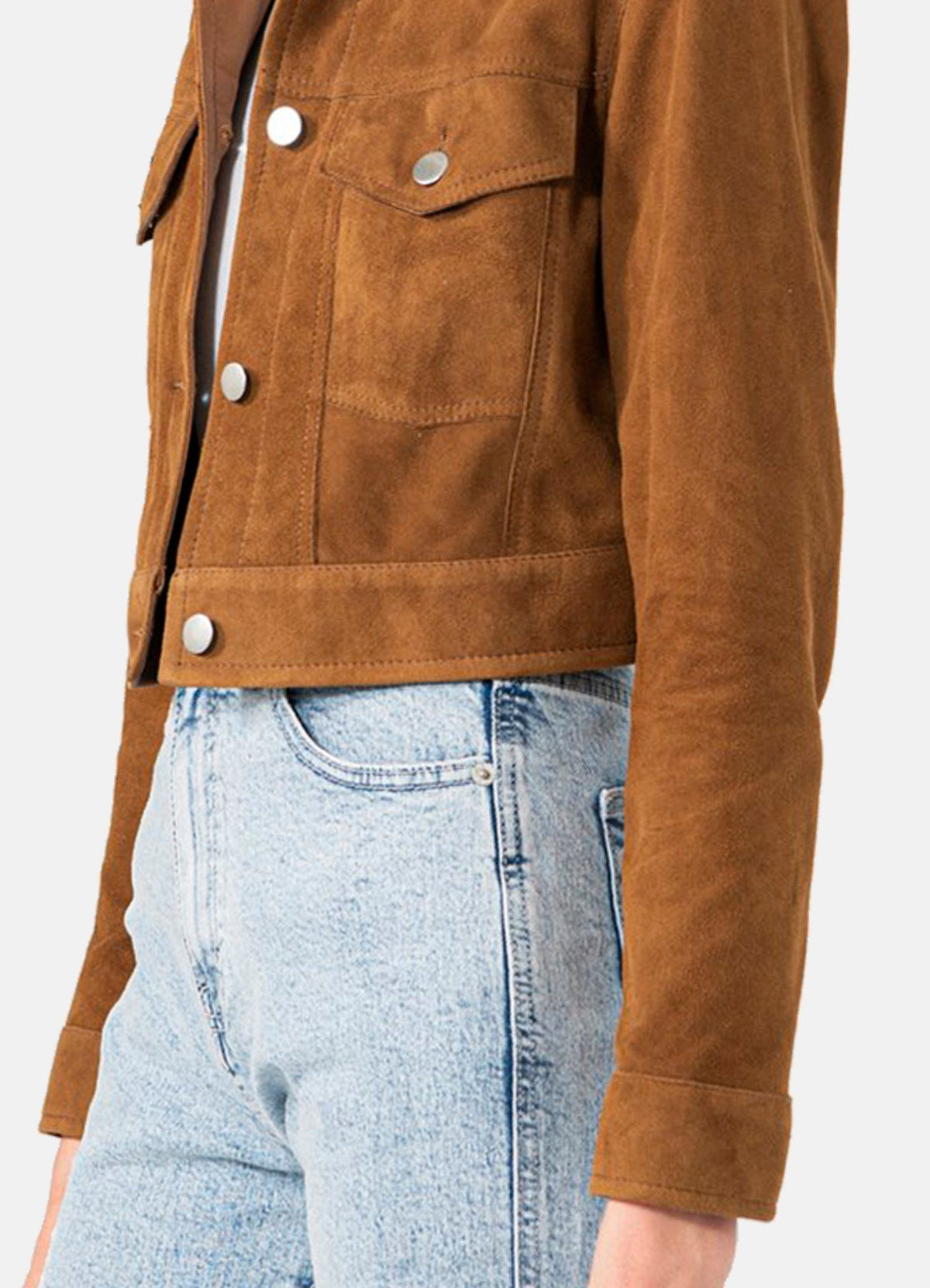 Womens Brown Short Length Suede Leather Jacket