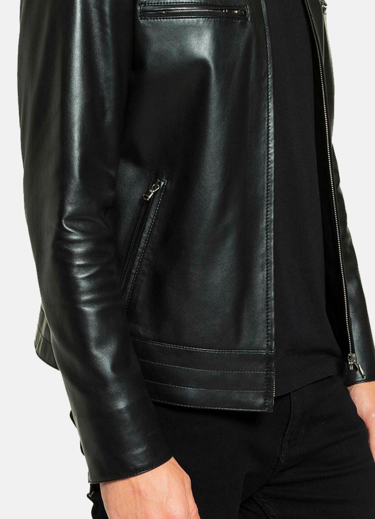 Mens Classic Black Lambskin Leather Jacket