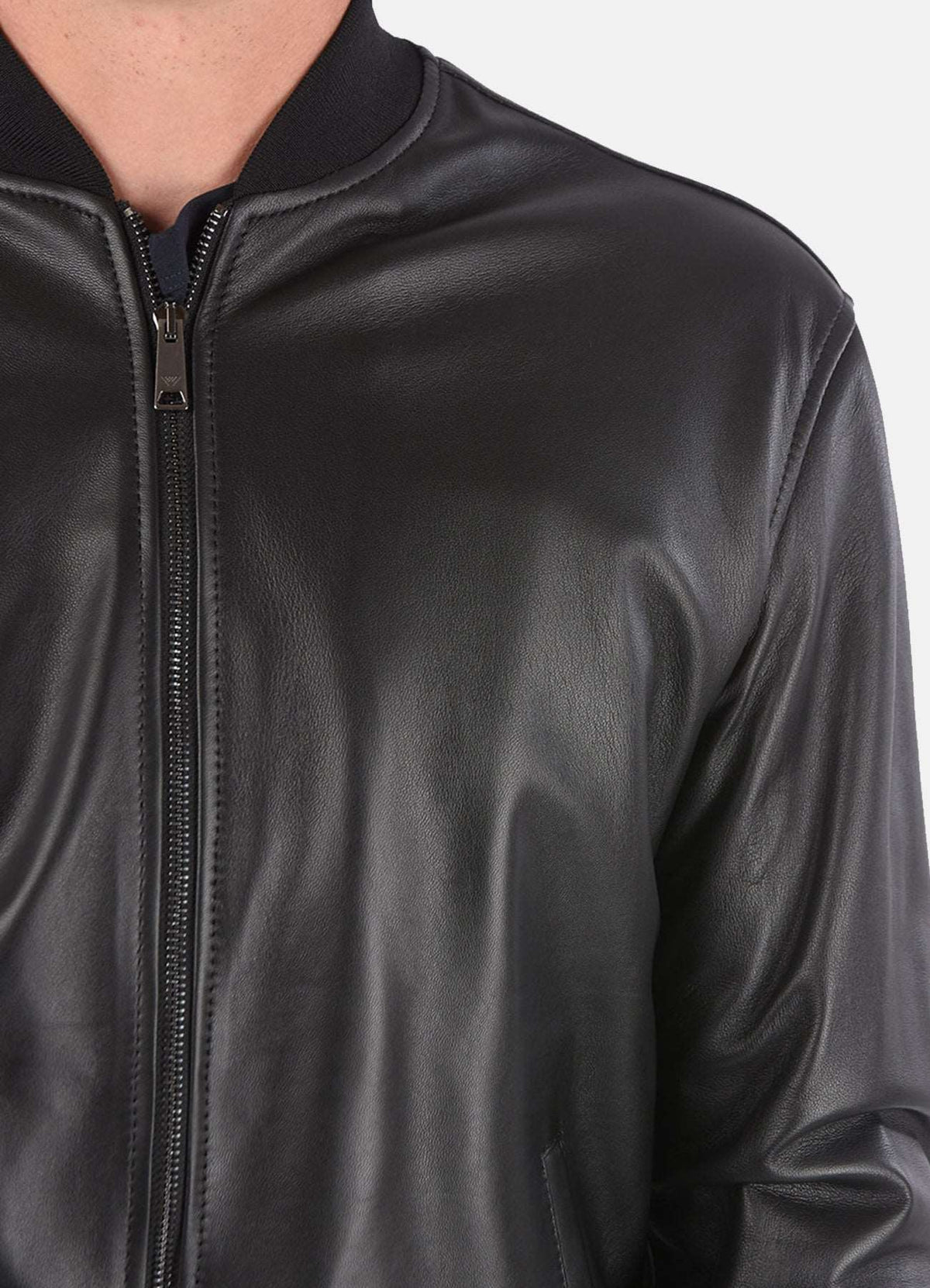 Mens Midnight Black Bomber Leather Jacket