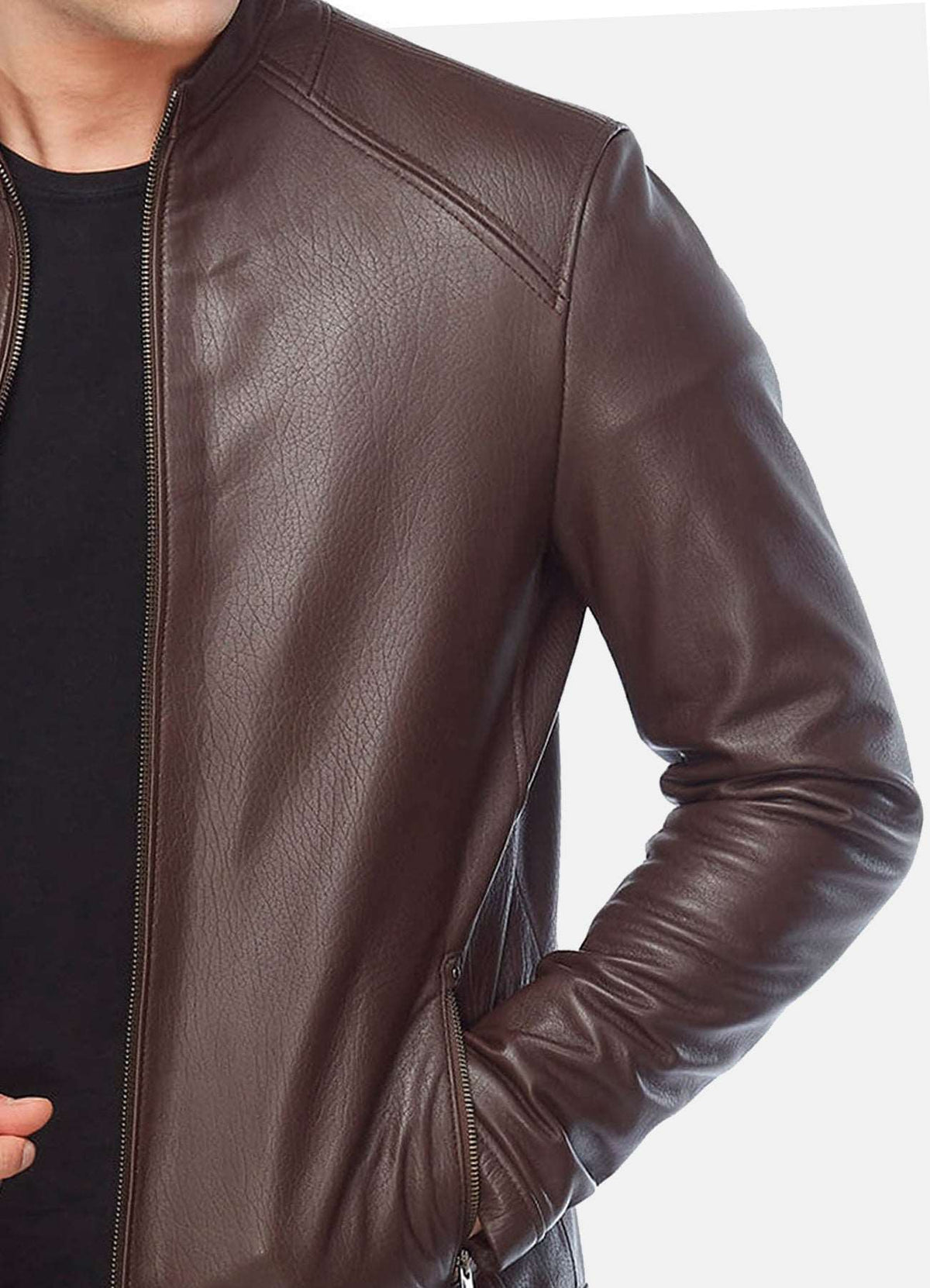 Mens Choco Brown Biker Leather Jacket