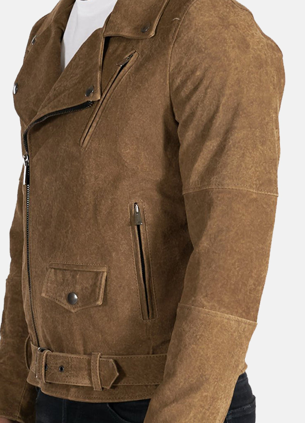 Mens Perfecto Brown Suede Leather Jacket