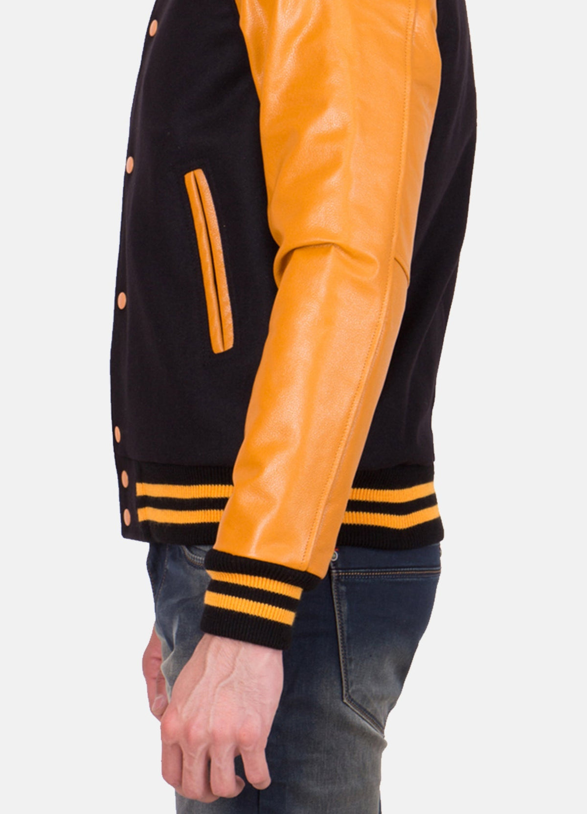 Mens Black and Yellow Varsity Jacket