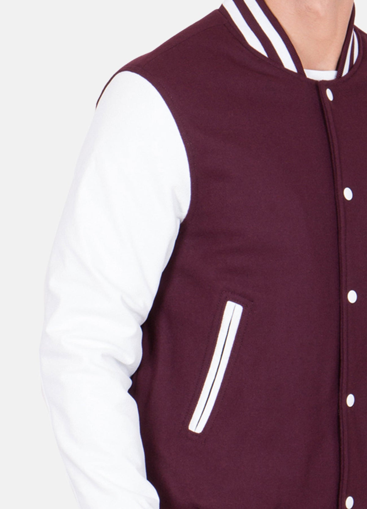 Mens Maroon and White Varsity Jacket