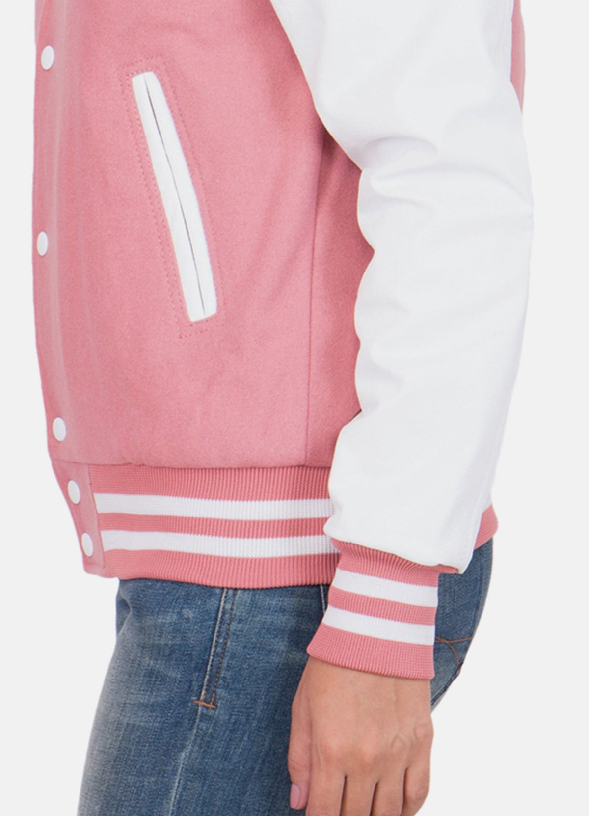 Womens Casual Baby Pink Varsity Jacket