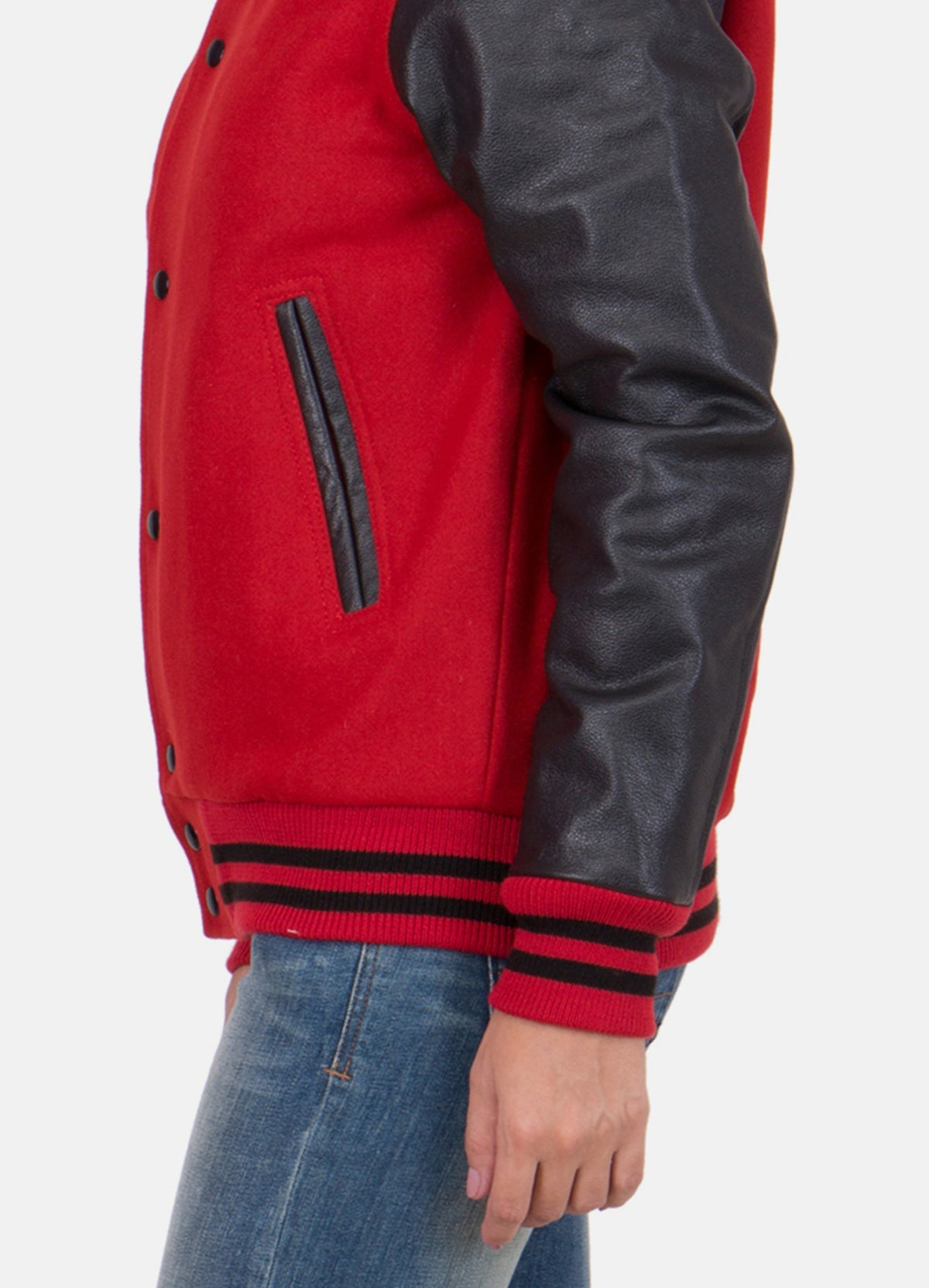 Womens Exclusive Red and Black Varsity Jacket