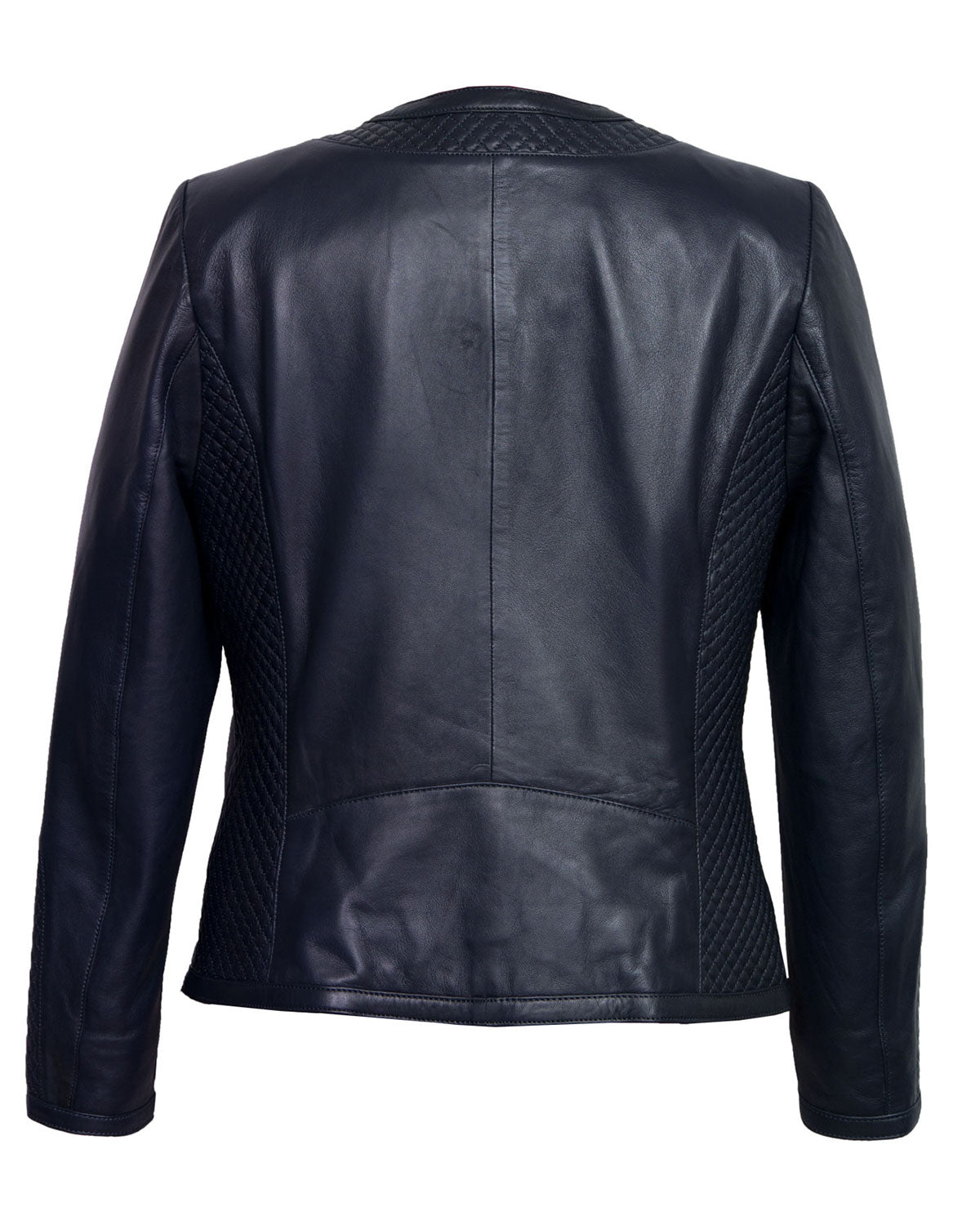 Women’s Navy Quilted Leather Jacket