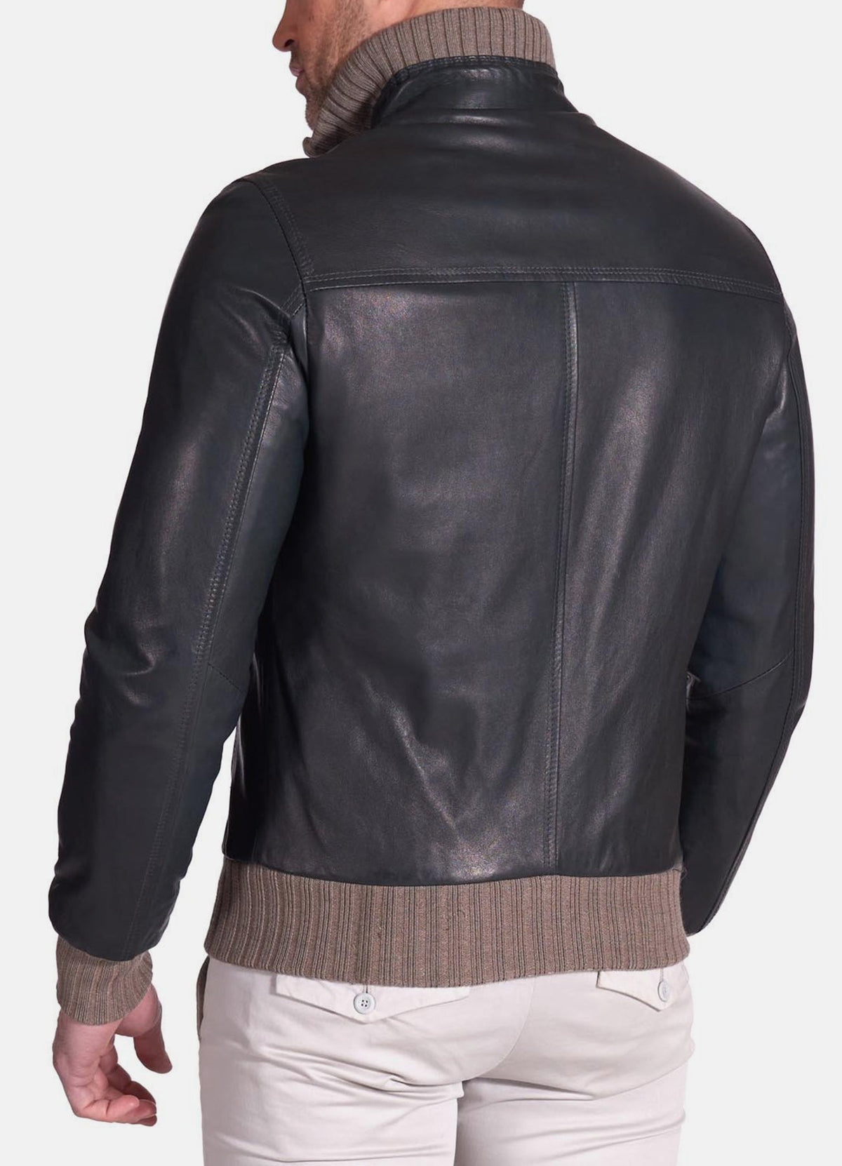 Mens Vintage Style Black Bomber Leather Jacket