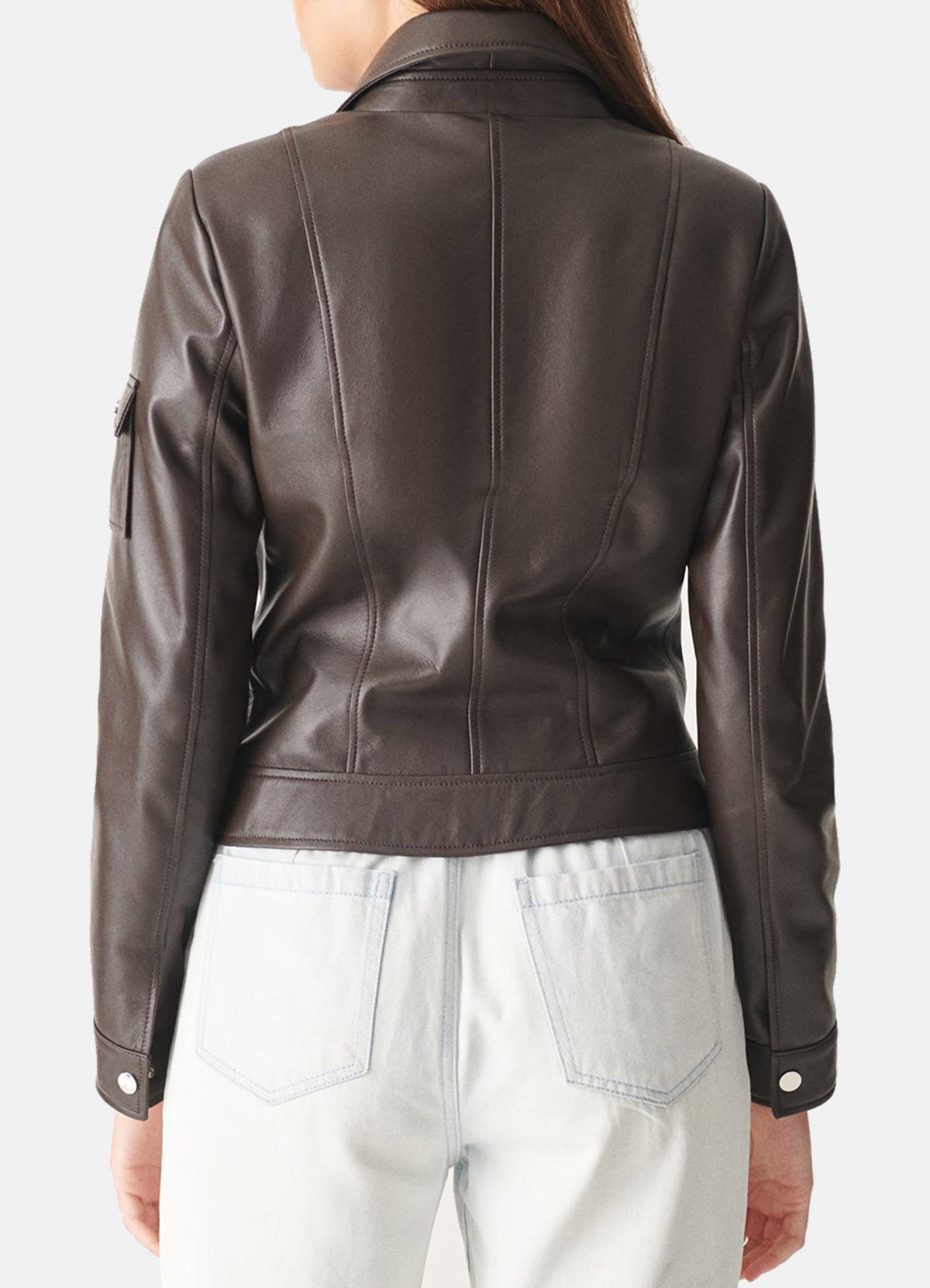 Womens Dark Brown Sports Biker Leather Jacket