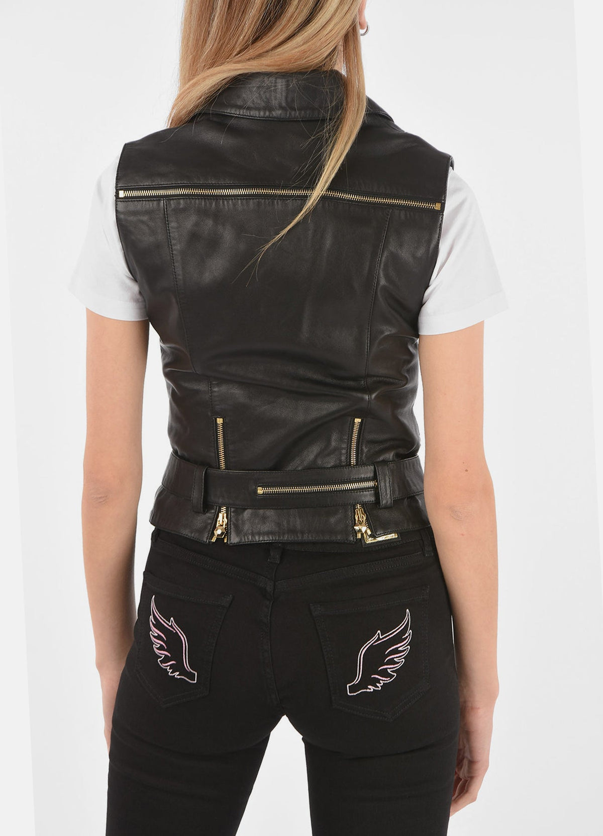 Womens Multi-Pockets Design Leather Vest