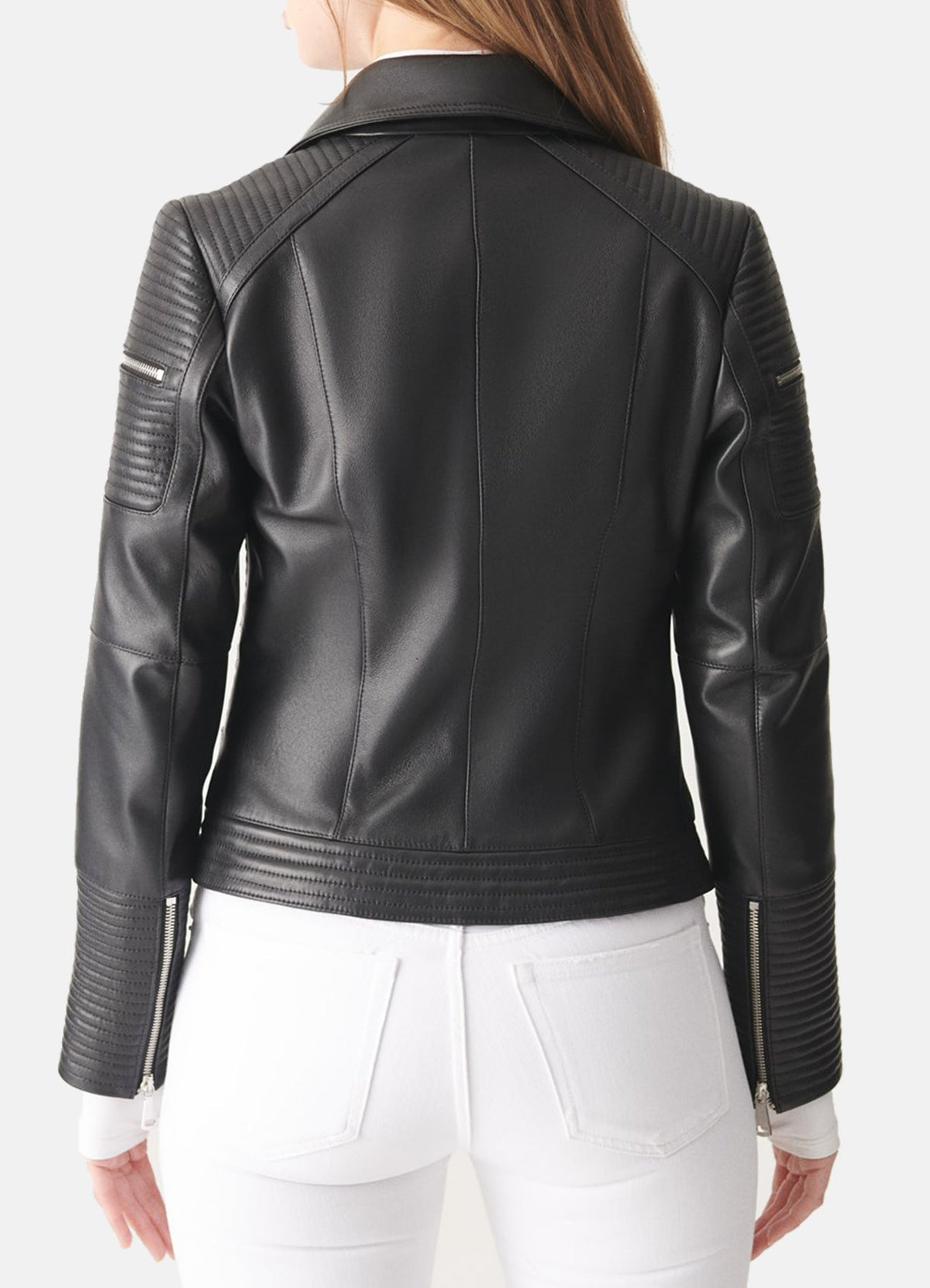 Womens Quilted Black Biker Leather Jacket