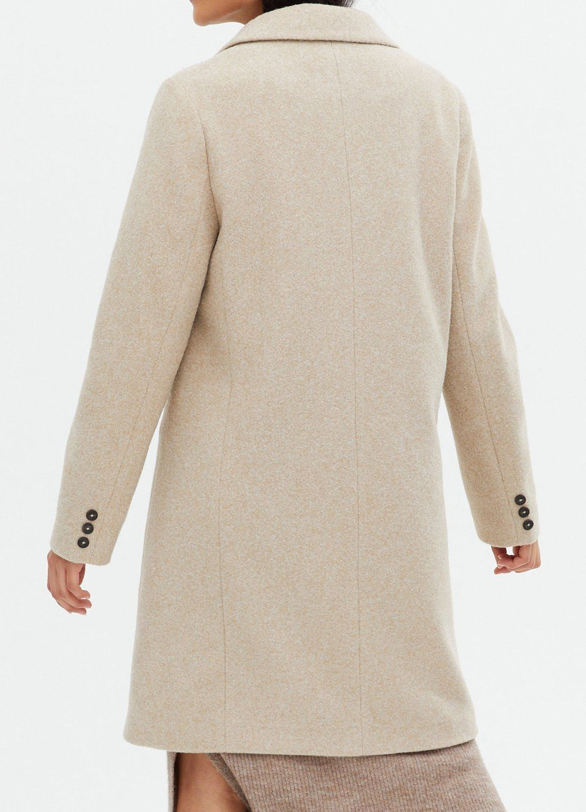 Womens Off White Wool Long Coat