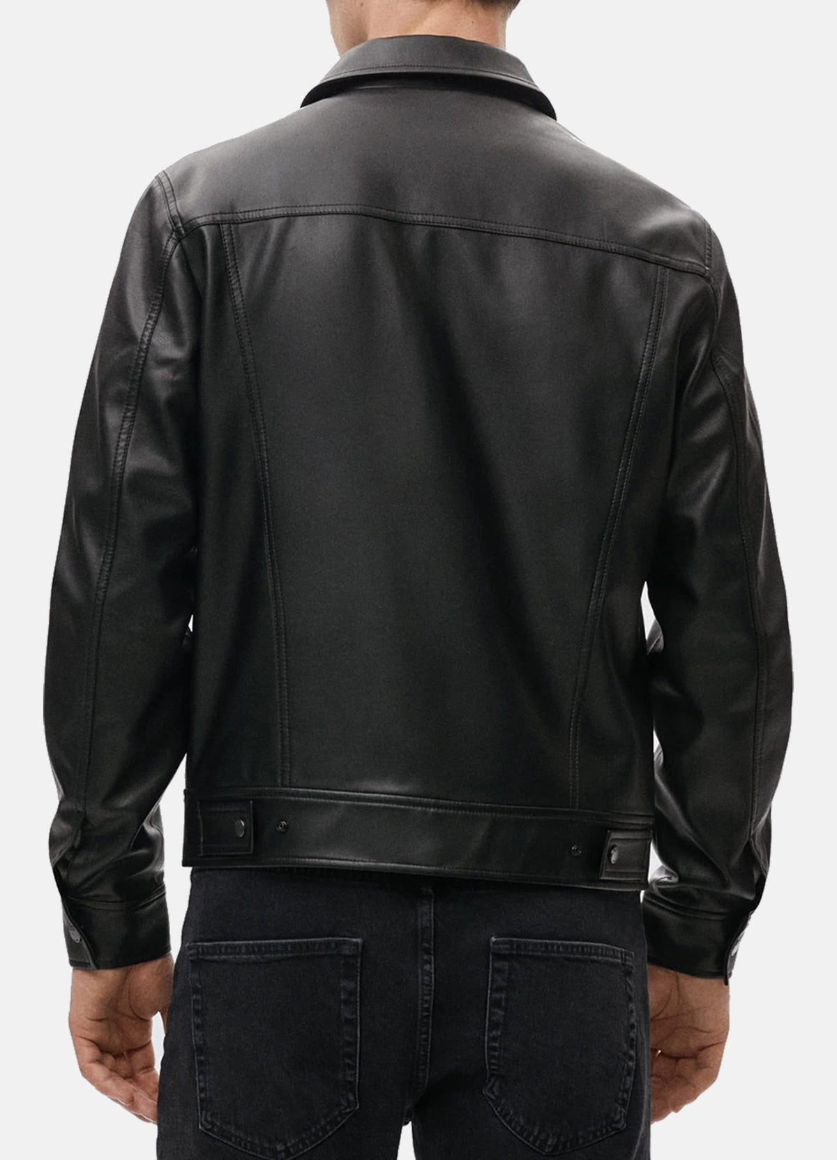 Mens Charcoal Black Biker Leather Jacket