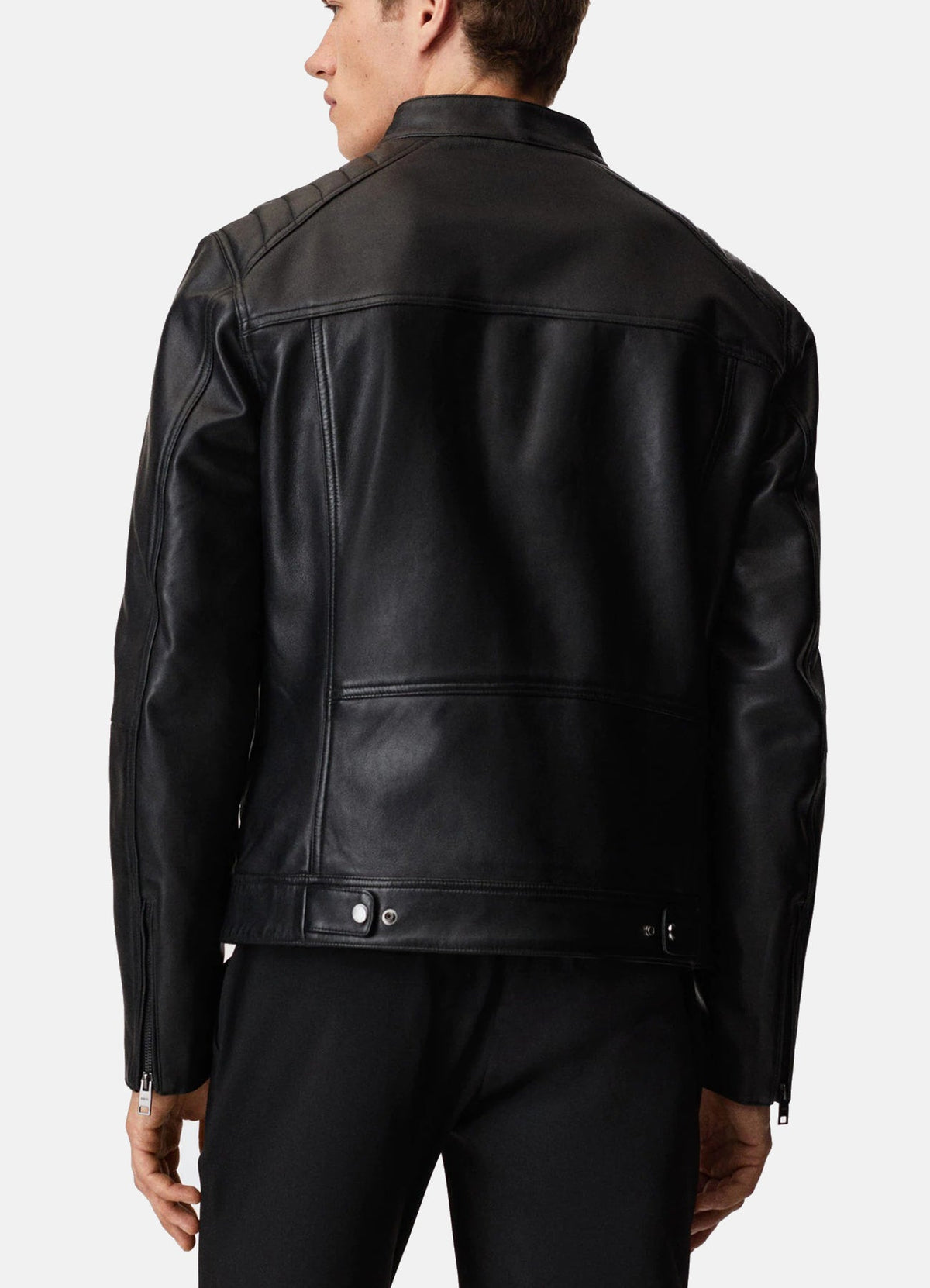 Mens Onyx Black Biker Leather Jacket