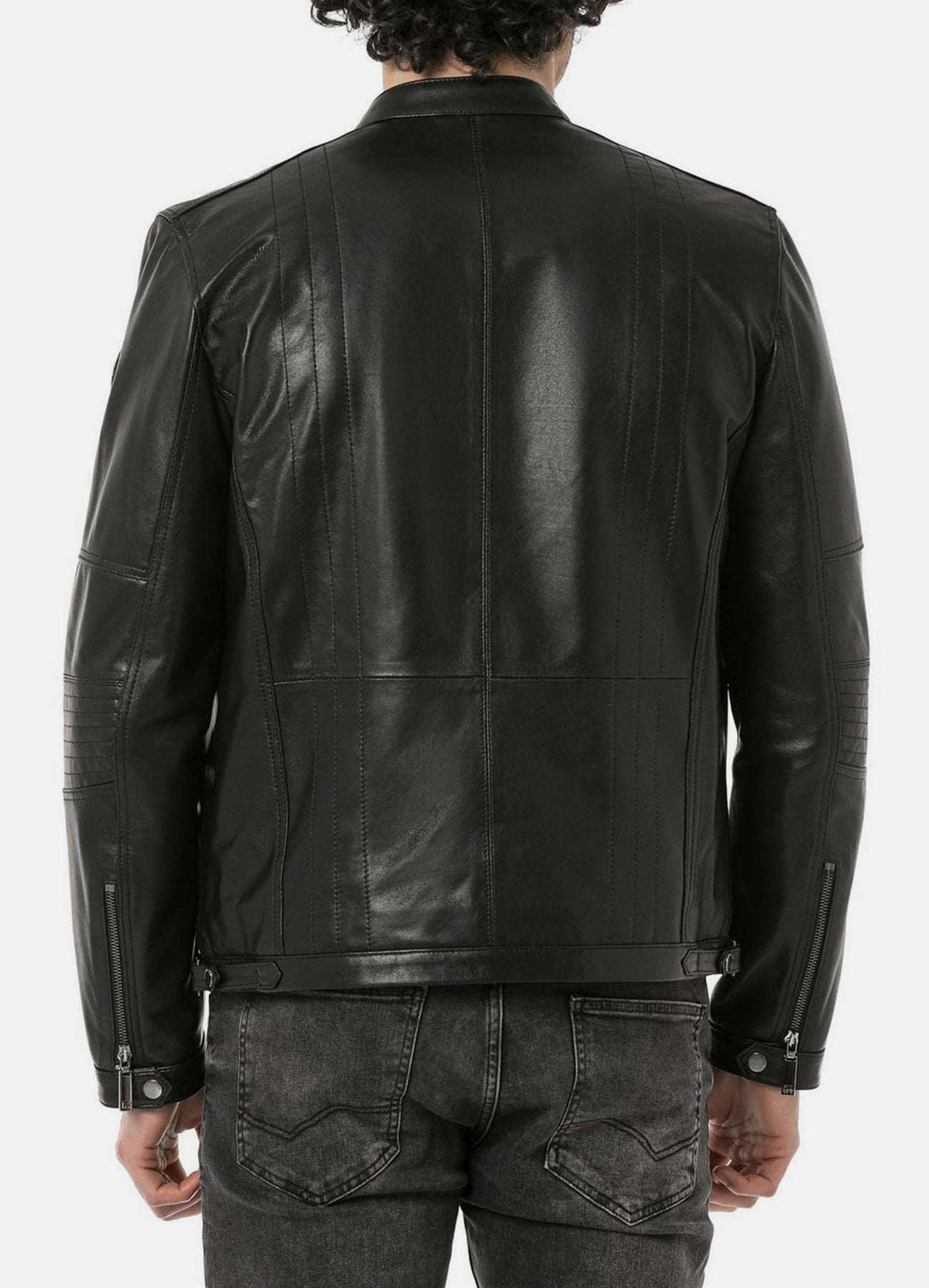 Mens Black Biker Leather Jacket