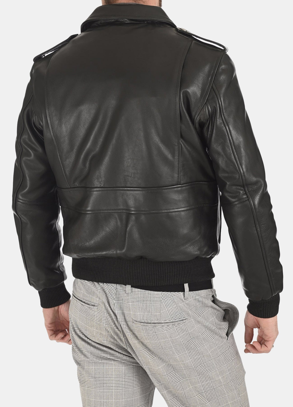 Mens Soft Black Bomber Leather Jacket