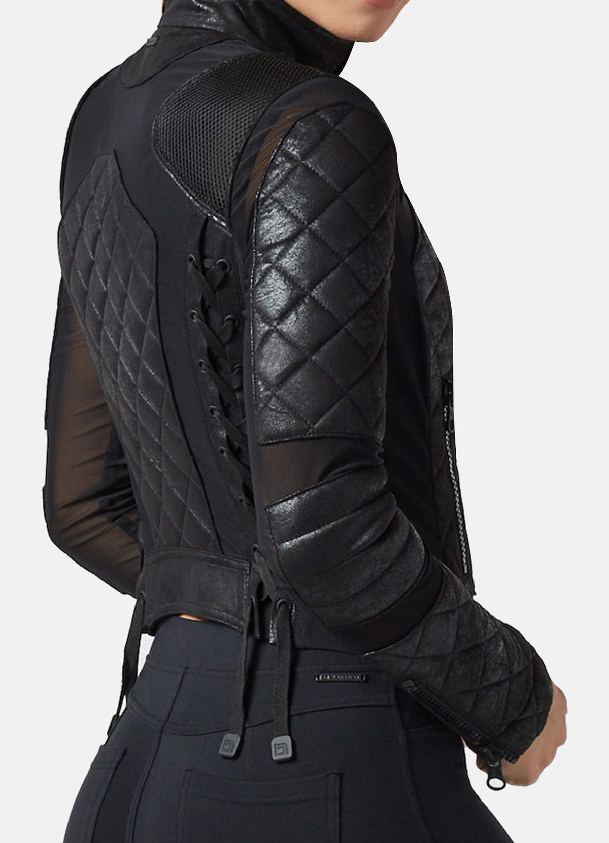 Womens Quilted Classic Black Biker Leather Jacket