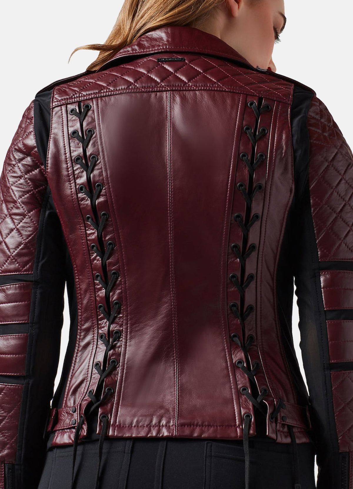 Womens Vintage Maroon Biker Leather Jacket