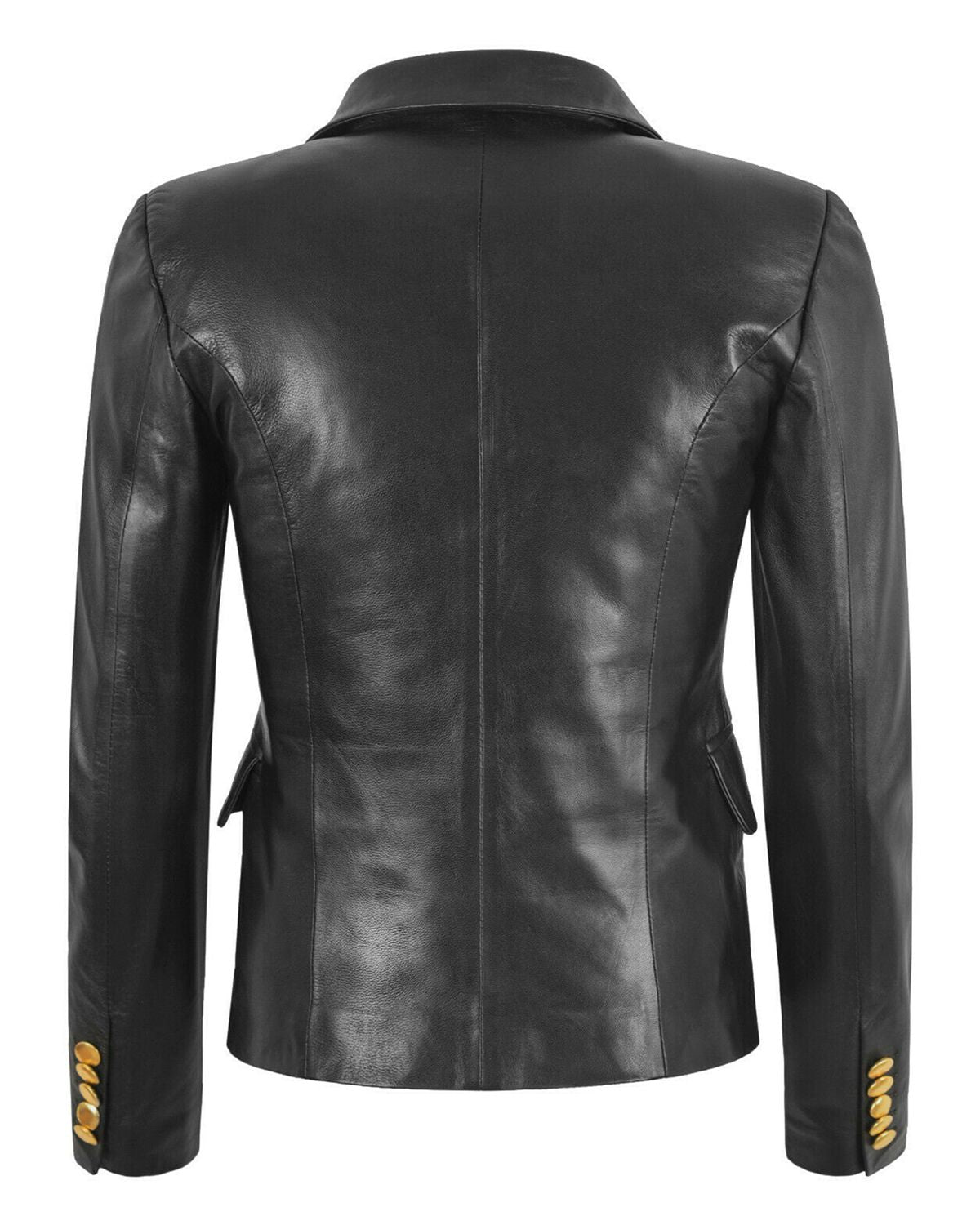 Women's Double Breasted Leather Blazer