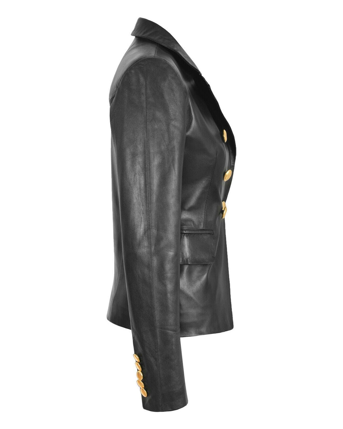 Women's Double Breasted Leather Blazer