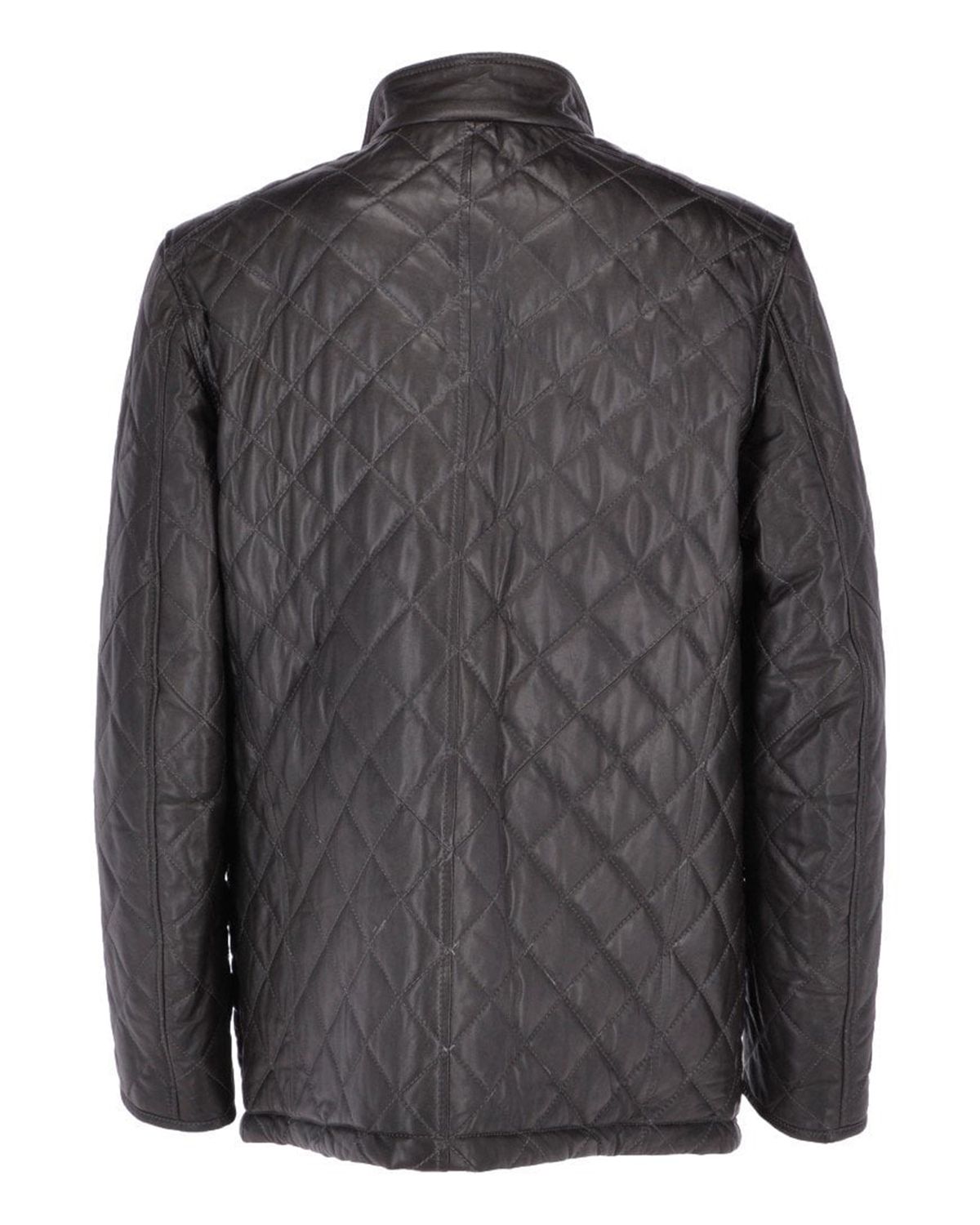 Men's Diamond Quilted Black Leather Coat