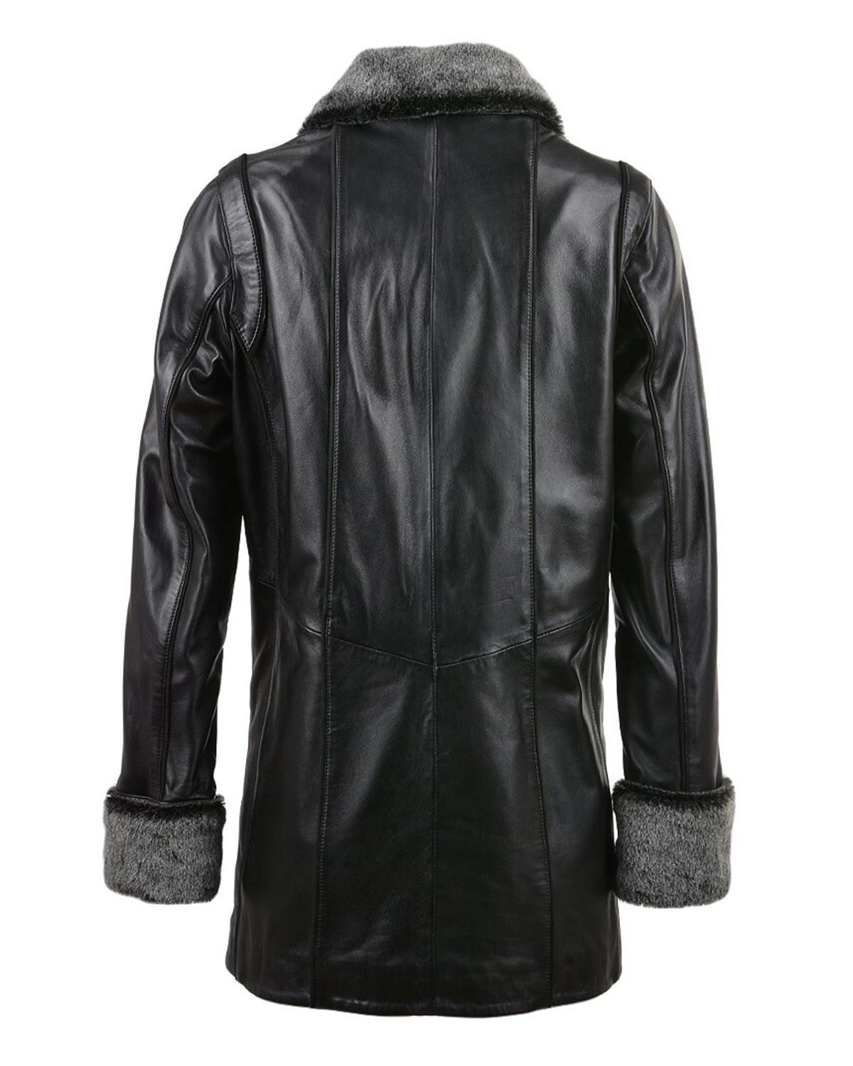 Women's Fur Collar Real Leather Coat