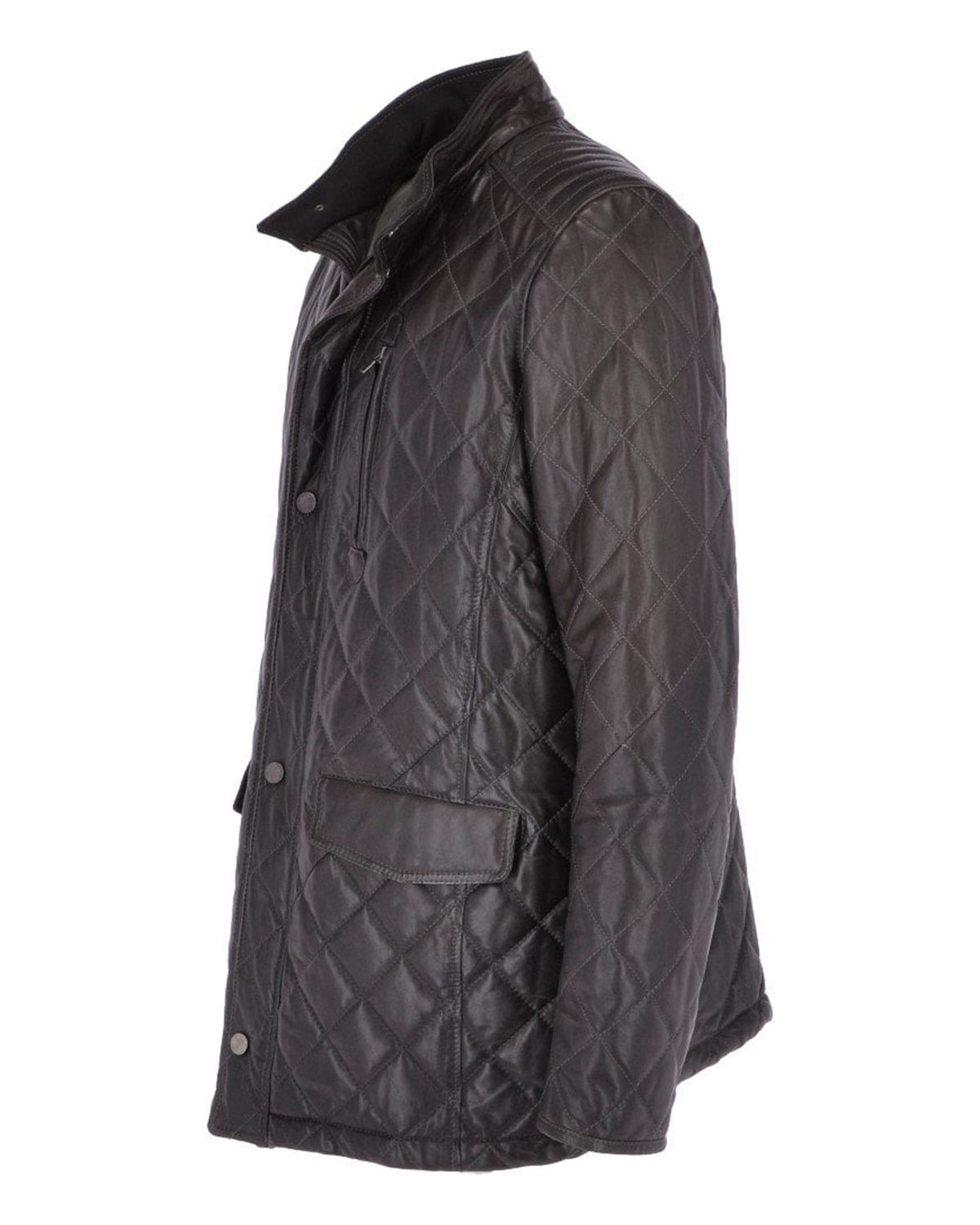 Men's Diamond Quilted Black Leather Coat