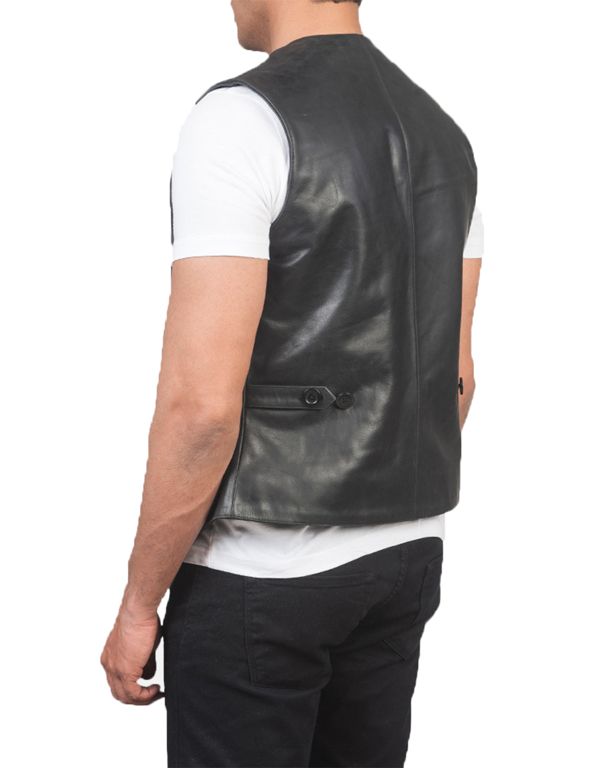 Men's Distressed Genuine Sheepskin Leather Vest