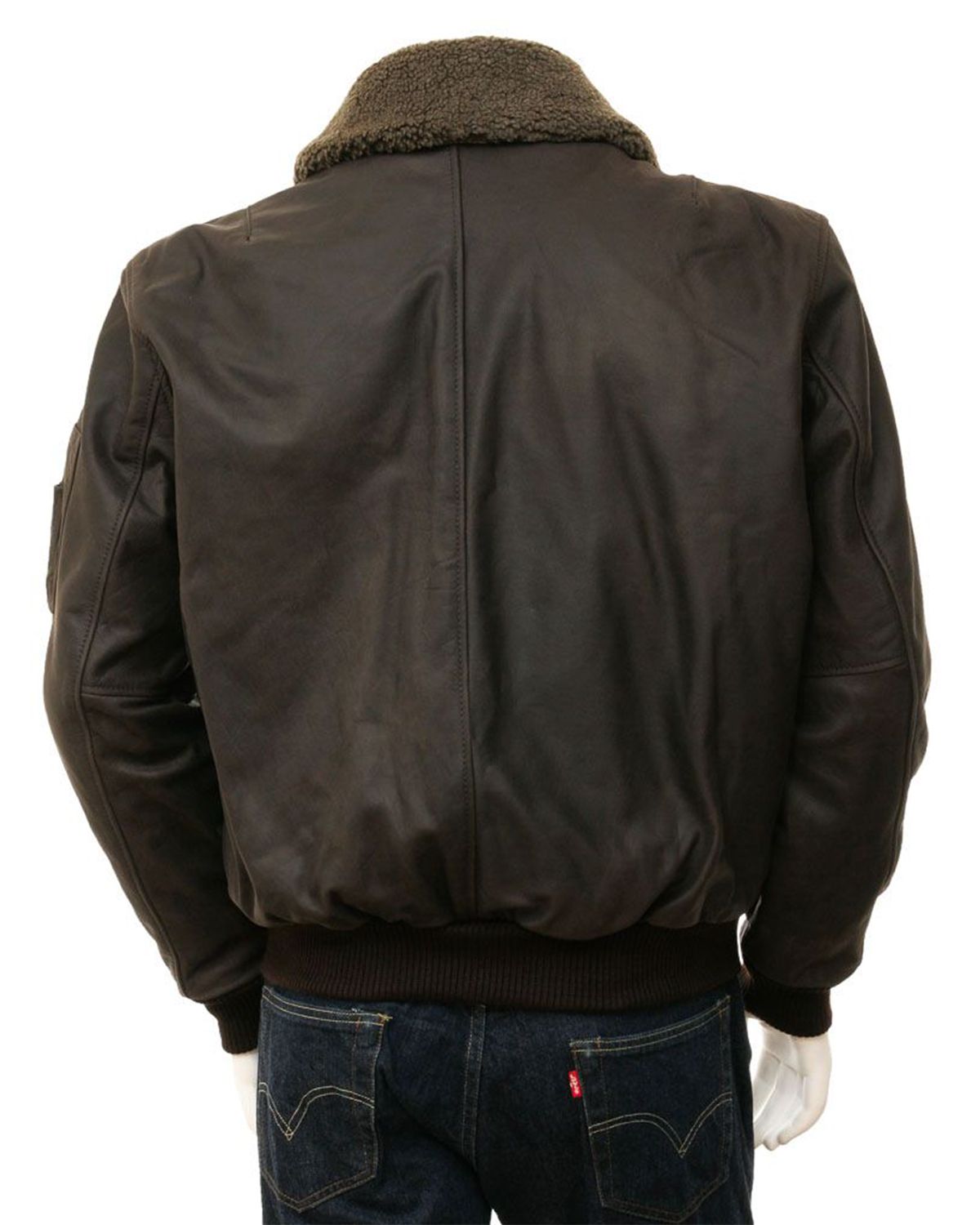 Men's Detachable Collar Aviator Leather Jacket