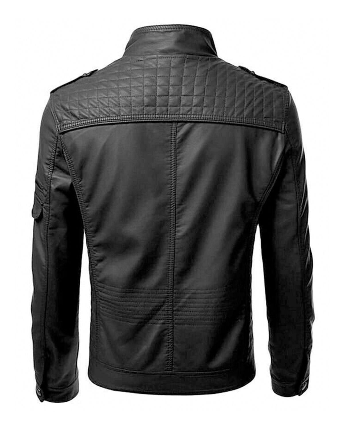 Men's Black Slim Fit Biker Real Leather Jacket