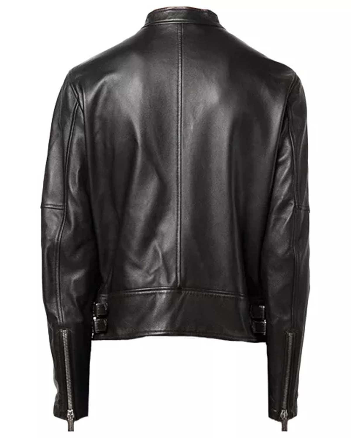 Mens Black Leather Racer Jacket