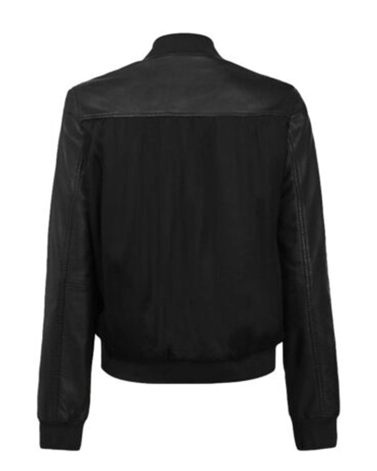 Womens Elegant Black Bomber Leather Jacket