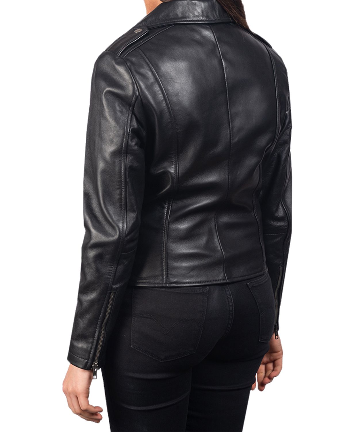 Women's Notch Collar Stylish Biker Leather Jacket