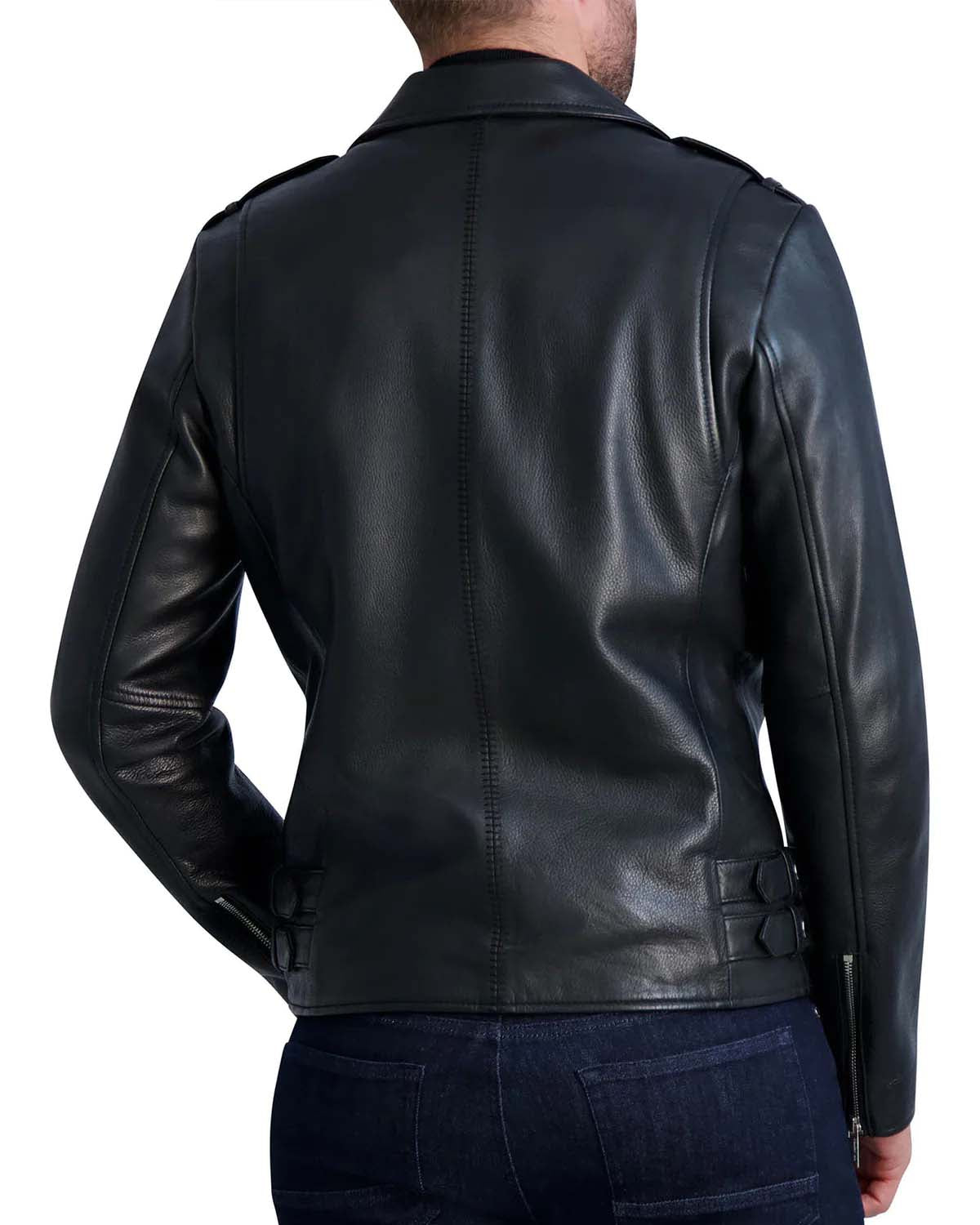 Mens Jet Black Slimfit Biker Leather Jacket