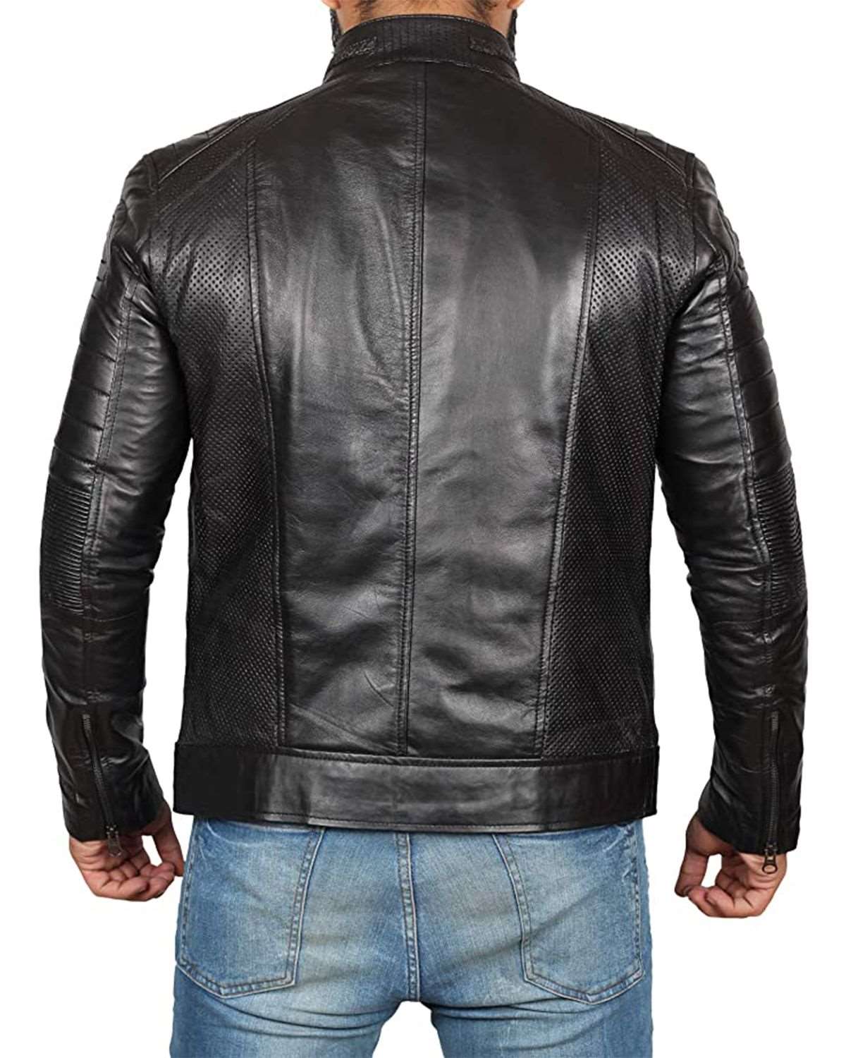 Men's Classic Cafe Racer Motorcycle Real Leather Jacket