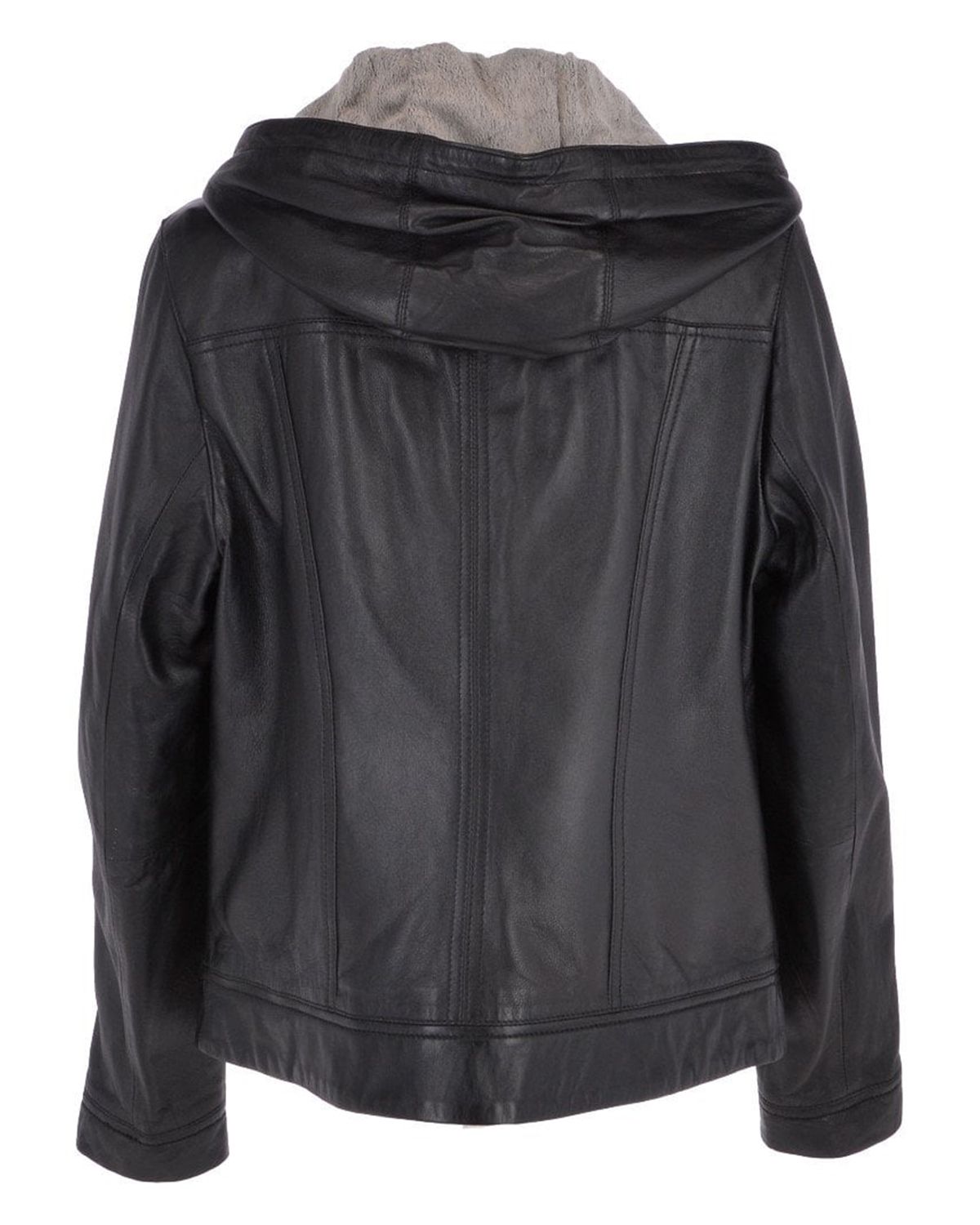 Women's Two-In-One Leather Hooded Jacket