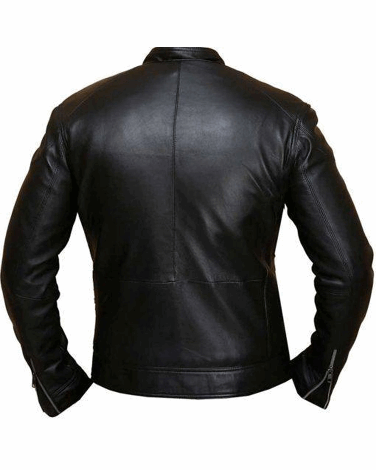 Men's Black Bike Hunt Real Sheepskin Leather Jacket