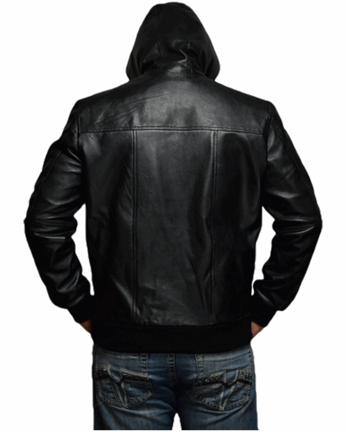 Men's Hooded Black Biker Real Sheepskin Leather Jacket