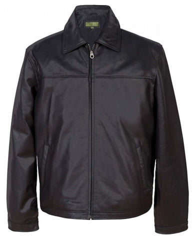 Mens Racer Biker Black Leather Jacket