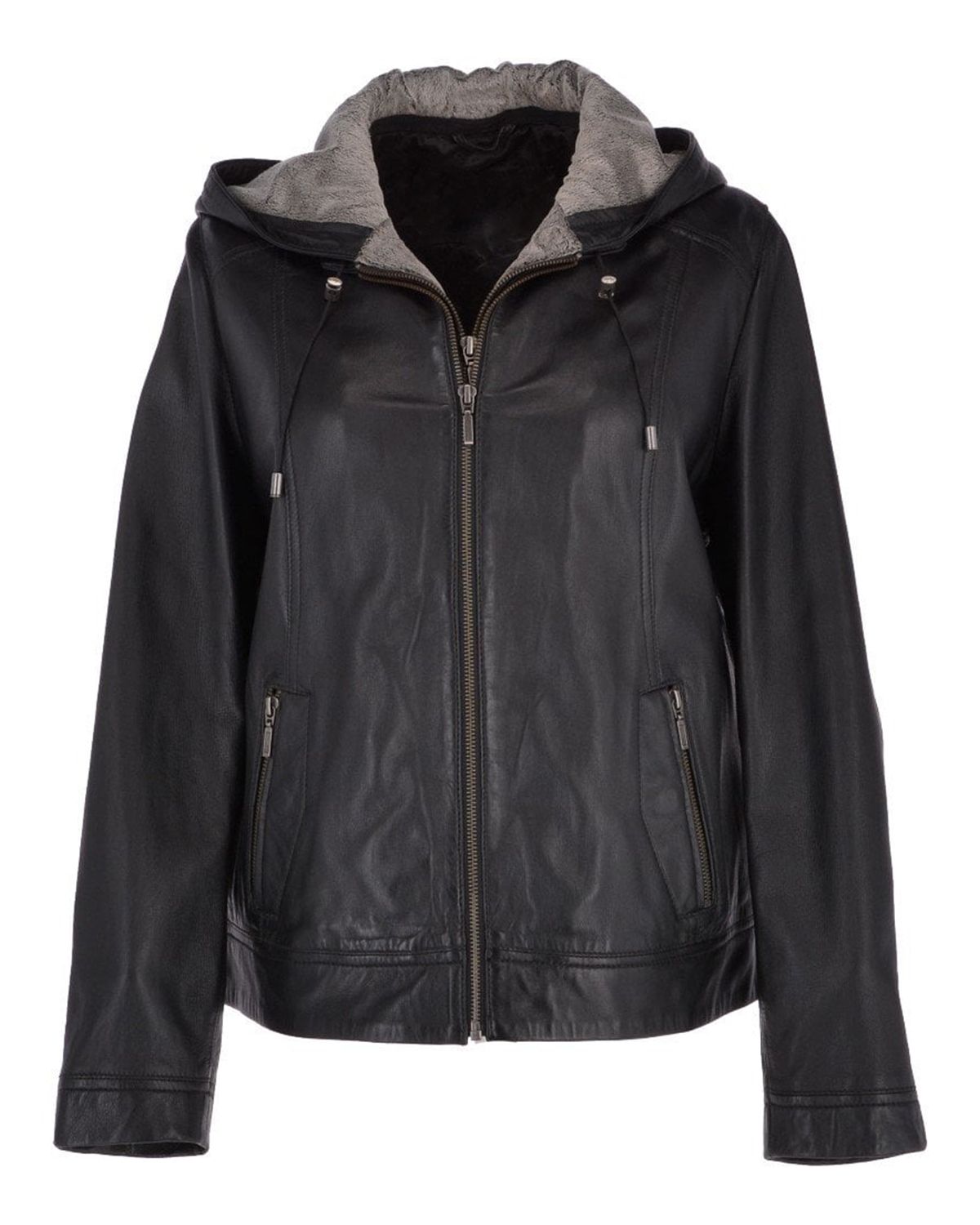 Women's Two-In-One Leather Hooded Jacket