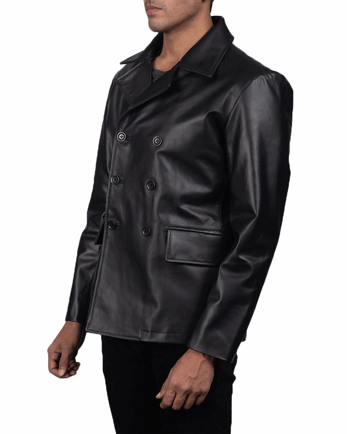 Men's Naval Real Leather Peacoat