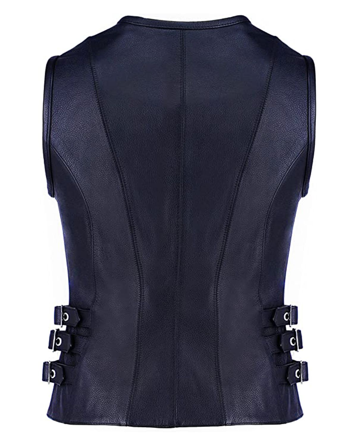 Womens Front Zip Closure Biker Leather Vest