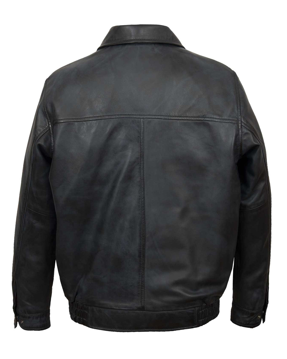 Mens Blue Leather Blouson Jacket