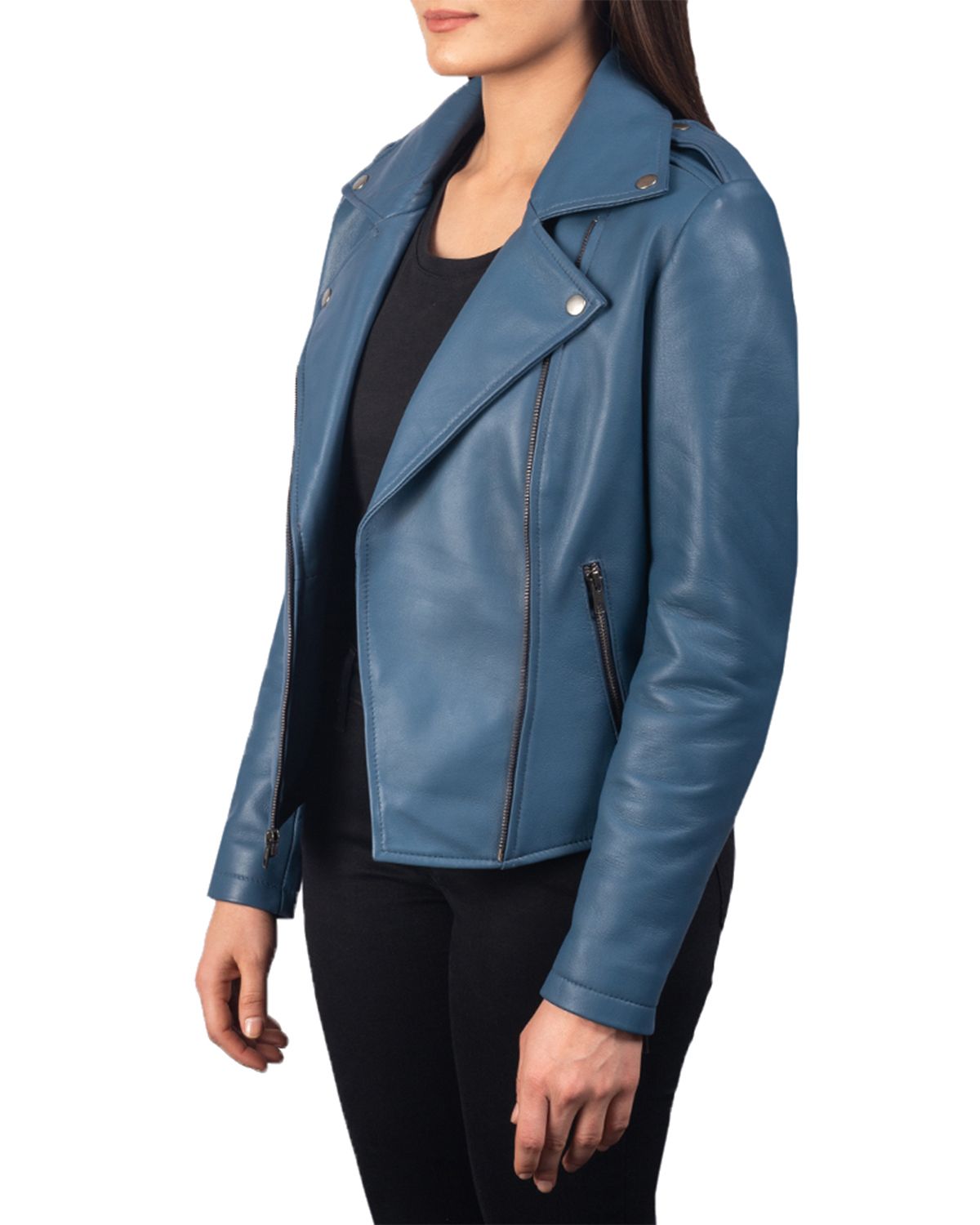 Women's Notch Collar Stylish Biker Leather Jacket