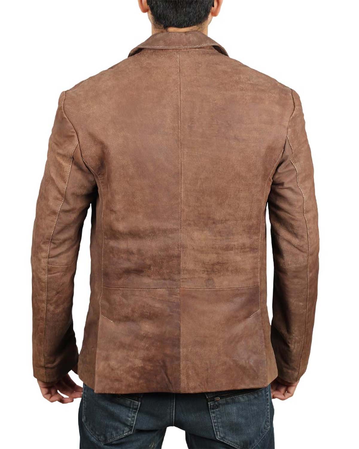 Mens Brown Leather Blazer Jacket