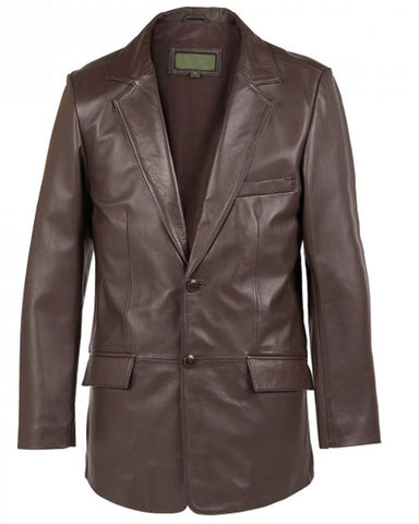 Mens Brown Leather Blazer